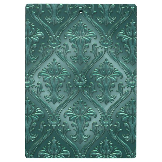 Zee Green Damask Gem Tone Tin Tile Steampunk Klembord (Achterkant)