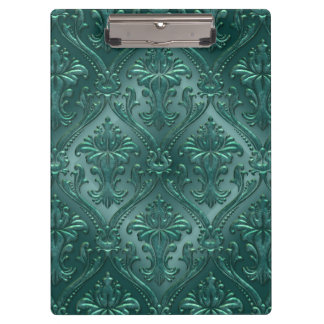 Zee Green Damask Gem Tone Tin Tile Steampunk Klembord