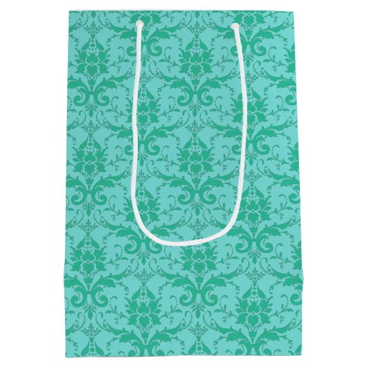 Zee Green Damask Print Gift Bag Medium Cadeauzakje (Achterkant)