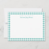 Zee Green Gingham Check Personal Stationery Kaart (Voorkant)