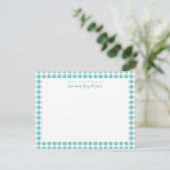 Zee Green Gingham Check Personal Stationery Kaart (Staand voorkant)