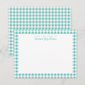 Zee Green Gingham Check Personal Stationery Kaart (Voorkant / Achterkant)
