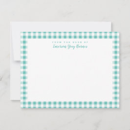 Zee Green Gingham Check Personal Stationery Kaart