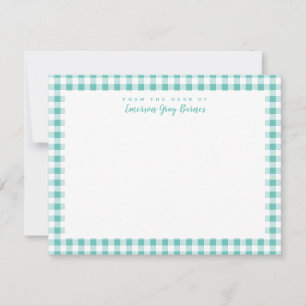 Zee Green Gingham Check Personal Stationery Kaart