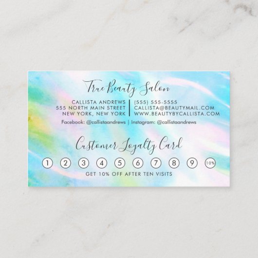 Zee Green Holographic Thick Glitter Druppelt Loyal Klantenkaartje (Achterkant)