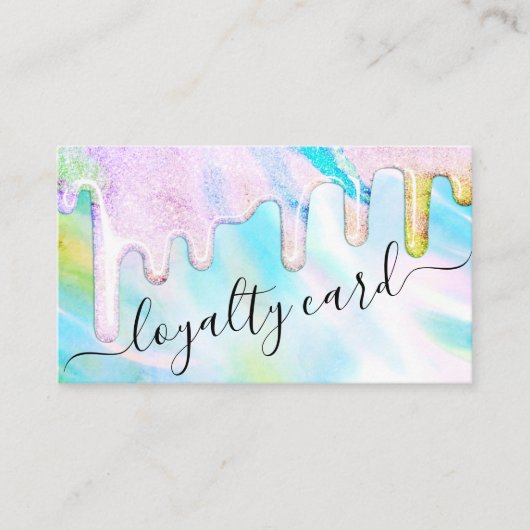 Zee Green Holographic Thick Glitter Druppelt Loyal Klantenkaartje (Voorkant)