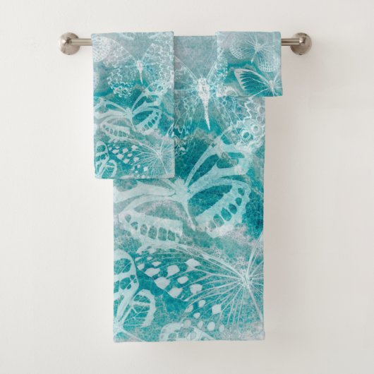 Zee Green Marble Butterflies Bad Handdoek (Insitu)