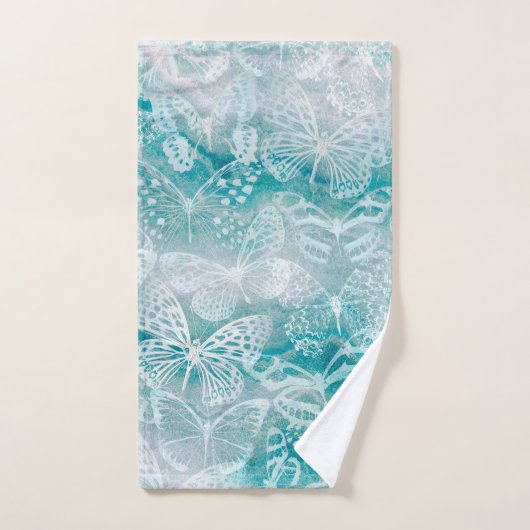 Zee Green Marble Butterflies Bad Handdoek (Handdoek)