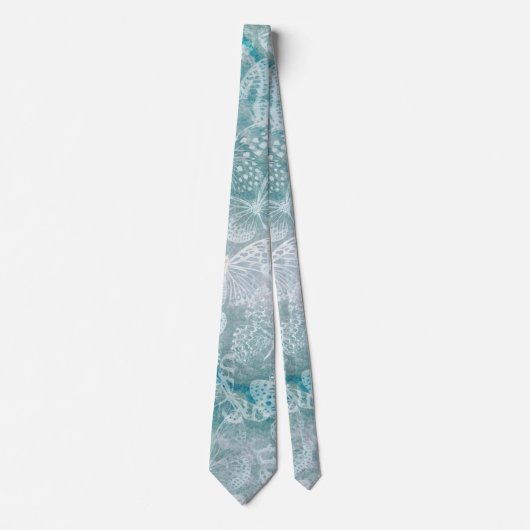 Zee Green Marble Butterflies Stropdas (Voorkant)