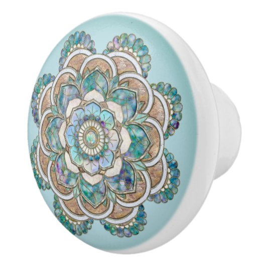 Zee Green Marble en Copper Mandala Keramische Knop (Rechts)