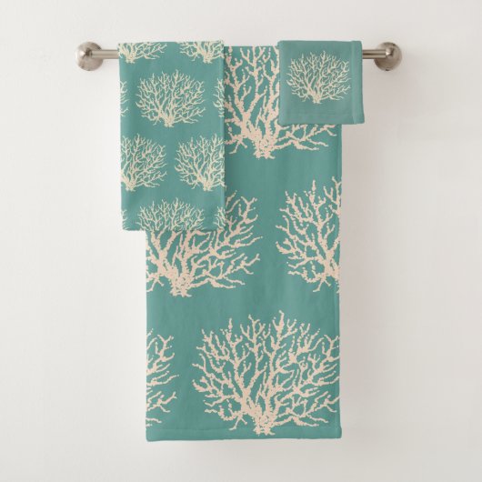 Zee Green Ocean Coral Badkamer Handdoek Set (Insitu)