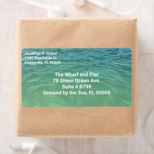 Zee Green Ocean Water Two Adresetiketten Etiket (Insitu)