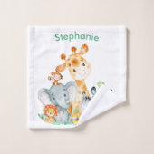 Zee Green Waterverf Cute Safari Oerwoud Animals Bad Handdoek (Wasdoekje)