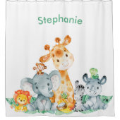Zee Green Waterverf Cute Safari Oerwoud Animals Douchegordijn (Voorkant)
