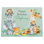 Zee Green Waterverf Cute Safari Oerwoud Animals Groot Cadeauzakje (Voorkant)