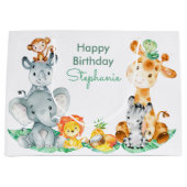 Zee Green Waterverf Cute Safari Oerwoud Animals Groot Cadeauzakje (Voorkant)