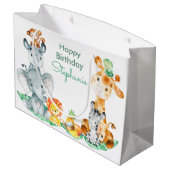 Zee Green Waterverf Cute Safari Oerwoud Animals Groot Cadeauzakje (Achterkant Gekanteld)