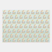 Zee Green Waterverf Cute Safari Oerwoud Animals Inpakpapier Vel (Voorkant 3)