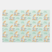 Zee Green Waterverf Cute Safari Oerwoud Animals Inpakpapier Vel (Voorkant 2)