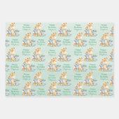 Zee Green Waterverf Cute Safari Oerwoud Animals Inpakpapier Vel (Voorkant)