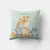 Zee Green Waterverf Cute Safari Oerwoud Animals Kussen (Achterkant)