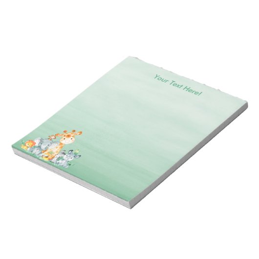 Zee Green Waterverf Cute Safari Oerwoud Animals Notitieblok (Linkerzijde)