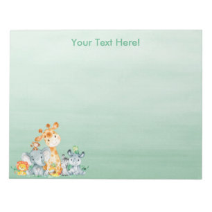 Zee Green Waterverf Cute Safari Oerwoud Animals Notitieblok