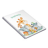Zee Green Waterverf Cute Safari Oerwoud Animals Notitieboek (Rechterzijde)