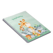 Zee Green Waterverf Cute Safari Oerwoud Animals Notitieboek (Rechterzijde)