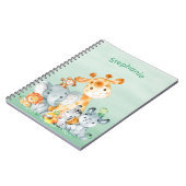 Zee Green Waterverf Cute Safari Oerwoud Animals Notitieboek (Linkerzijde)