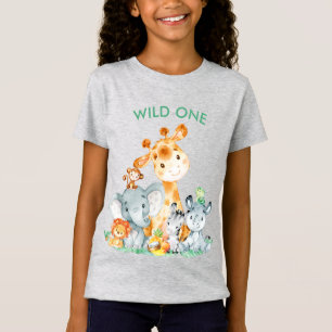 Zee Green Waterverf Cute Safari Oerwoud Animals T-shirt