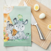 Zee Green Waterverf Cute Safari Oerwoud Animals Theedoek (Quarter Fold)