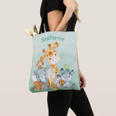 Zee Green Waterverf Cute Safari Oerwoud Animals Tote Bag (Dichtbij)