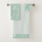 Zee Green White Leaf Theme Towel Set Bad Handdoek (Insitu)