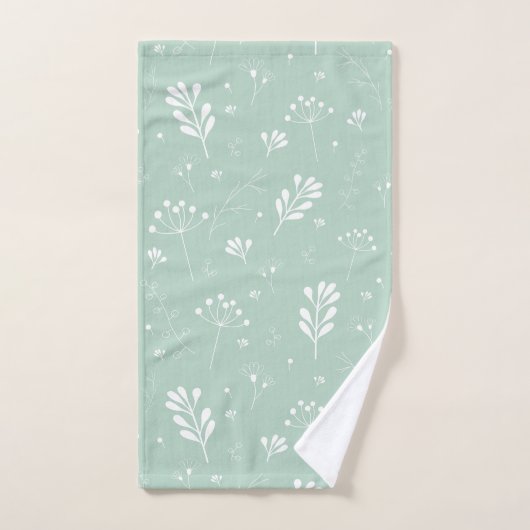 Zee Green White Leaf Theme Towel Set Bad Handdoek (Handdoek)