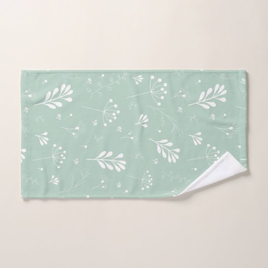 Zee Green White Leaf Theme Towel Set Bad Handdoek (Handdoek)