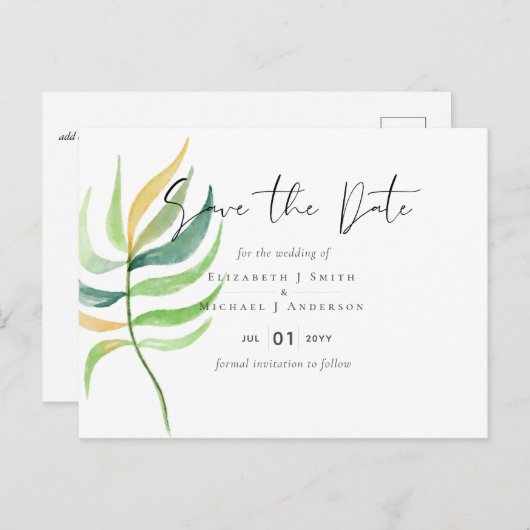 Zee Groen Blauw Tropisch Blauwbruine Longbruiloft Briefkaart (Voorkant / Achterkant)