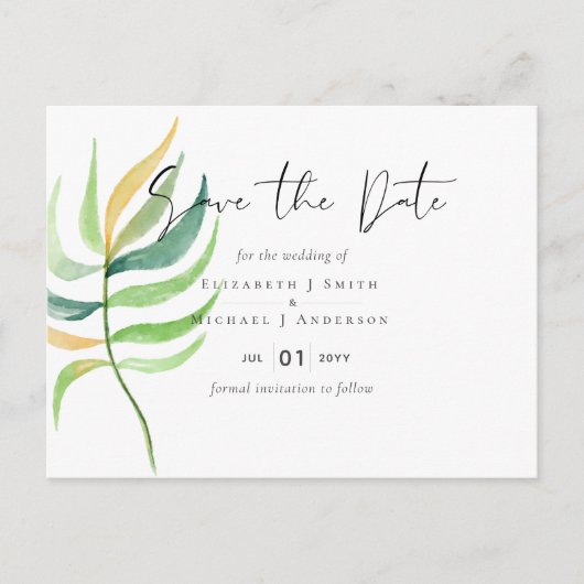 Zee Groen Blauw Tropisch Blauwbruine Longbruiloft Briefkaart (Voorkant)