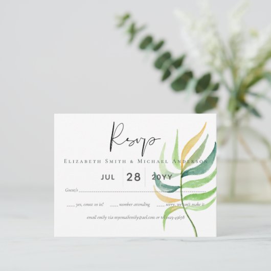 Zee Groen Blauw Tropisch Blauwbruine Longbruiloft Briefkaart (Staand voorkant)