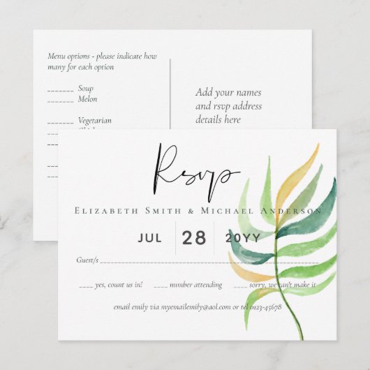 Zee Groen Blauw Tropisch Blauwbruine Longbruiloft Briefkaart (Voorkant / Achterkant)