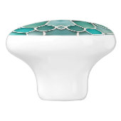 Zee, groen- en aquarelglazen collage met eigen naa keramische knop (Zijkant)