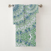 Zee Groen en Blauw Kust Mandala Patroon Bad Handdoek (Insitu)
