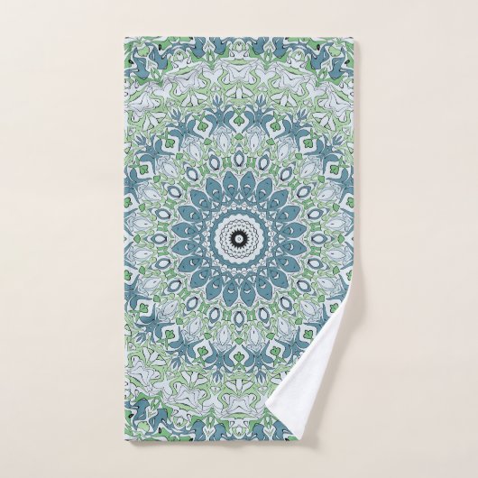 Zee Groen en Blauw Kust Mandala Patroon Bad Handdoek (Handdoek)