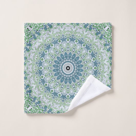 Zee Groen en Blauw Kust Mandala Patroon Bad Handdoek (Wasdoekje)