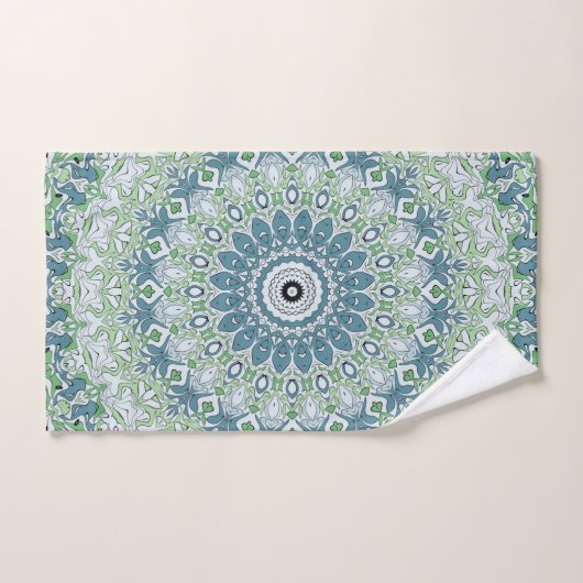 Zee Groen en Blauw Kust Mandala Patroon Bad Handdoek (Handdoek)