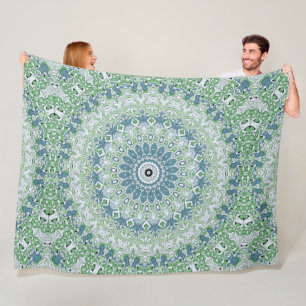Zee Groen en Blauw Kust Mandala Patroon Fleece Deken