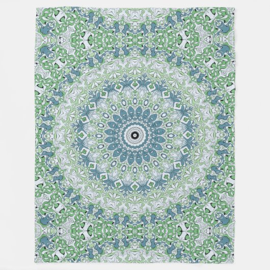 Zee Groen en Blauw Kust Mandala Patroon Fleece Deken (Voorkant)