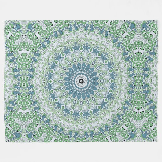 Zee Groen en Blauw Kust Mandala Patroon Fleece Deken (Voorkant (Horizontaal))