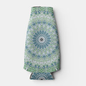 Zee Groen en Blauw Kust Mandala Patroon Flesjeskoeler (Voorkant)