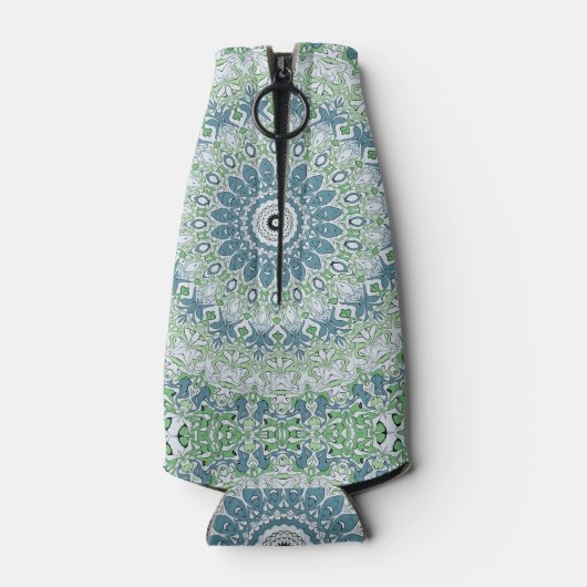 Zee Groen en Blauw Kust Mandala Patroon Flesjeskoeler (Achterkant)